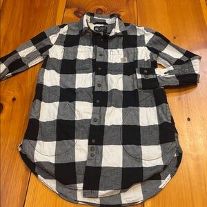 CARHARTT Women's S Rugged Flex Relaxed Fit Midweight Flannel L/S Black Plaid Top